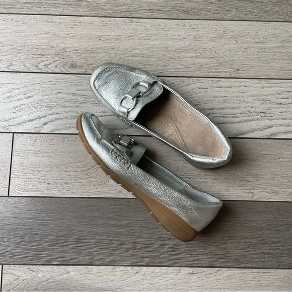 Easy Spirit Womens Avienta Leather Slip On Loafers Silver 11 Medium - Picture 4 of 9